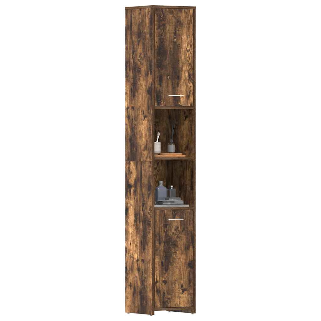Smoked Oak Bathroom Cabinet - Engineered Wood, 30x30x183.5 cm