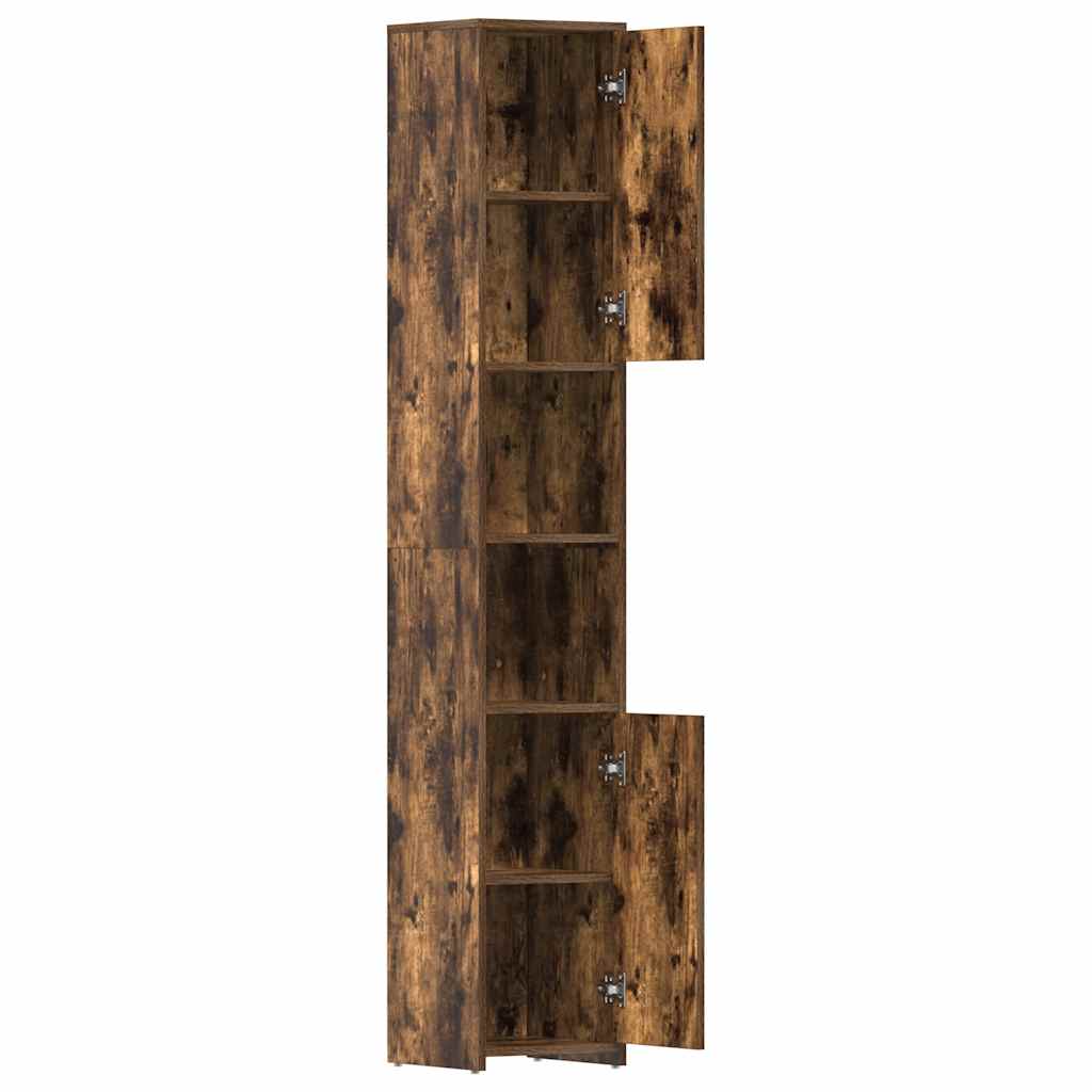 Smoked Oak Bathroom Cabinet - Engineered Wood, 30x30x183.5 cm