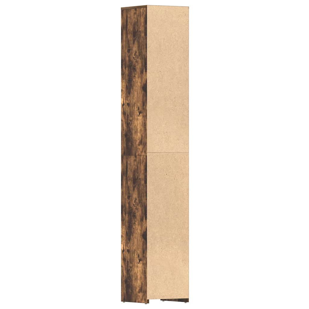 Smoked Oak Bathroom Cabinet - Engineered Wood, 30x30x183.5 cm