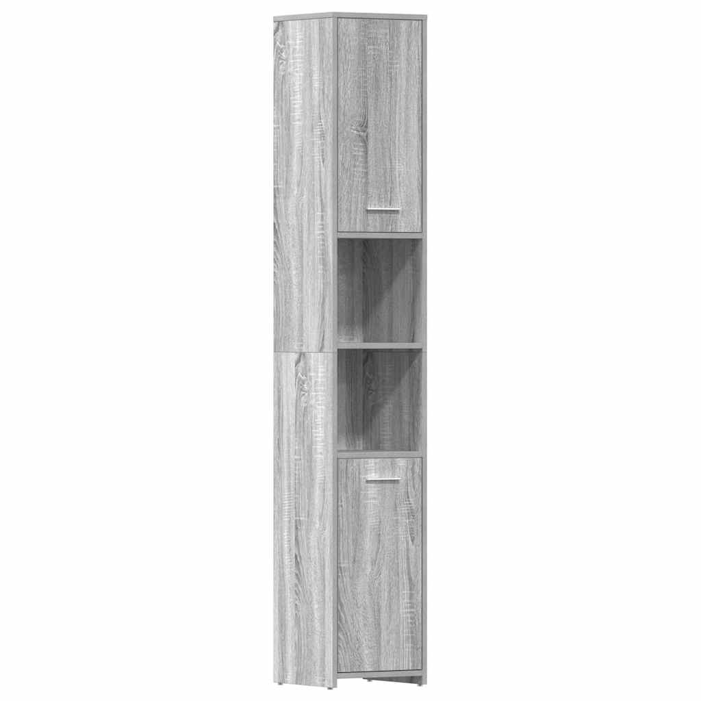 Grey Sonoma Bathroom Cabinet - Engineered Wood, 30x30x183.5 cm