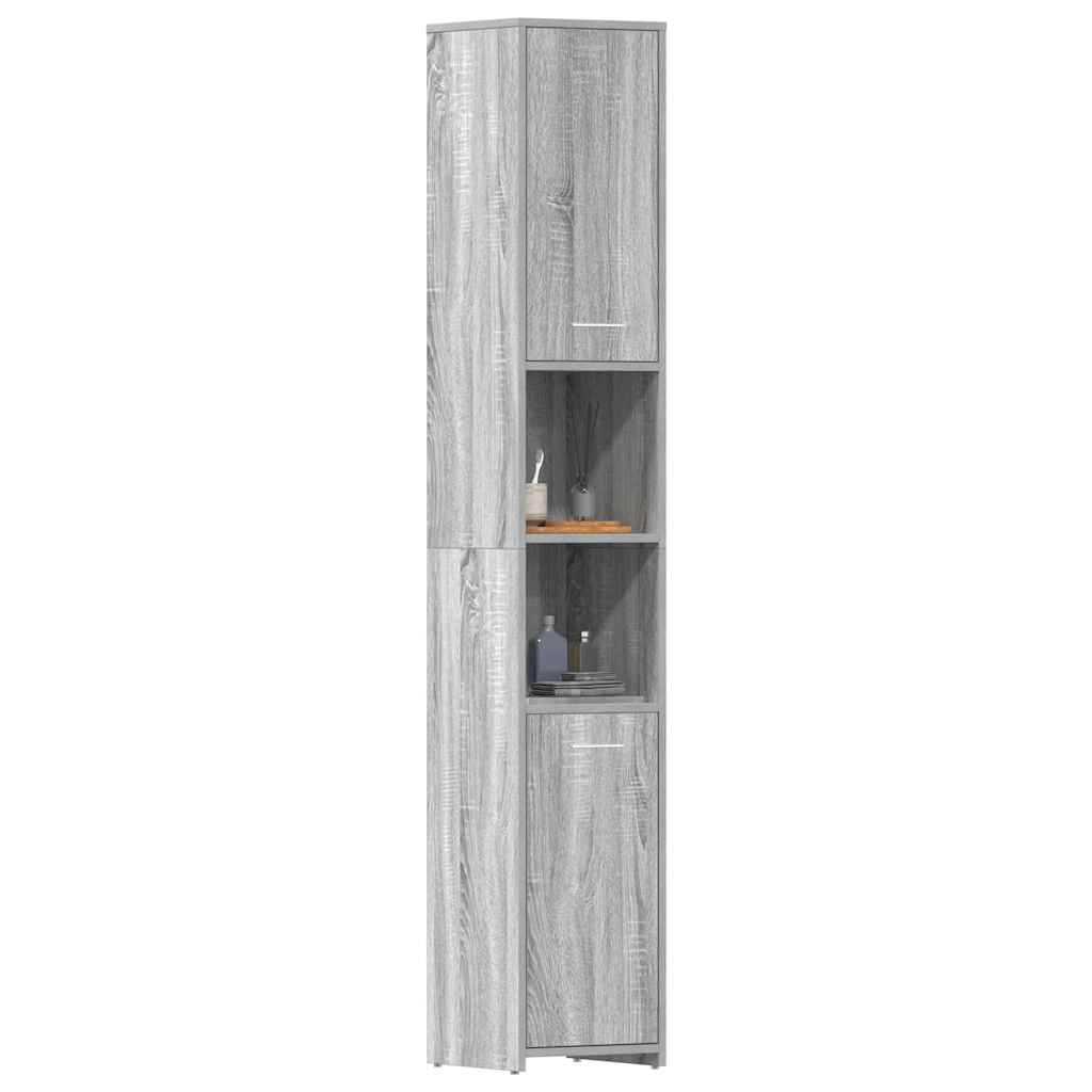 Grey Sonoma Bathroom Cabinet - Engineered Wood, 30x30x183.5 cm