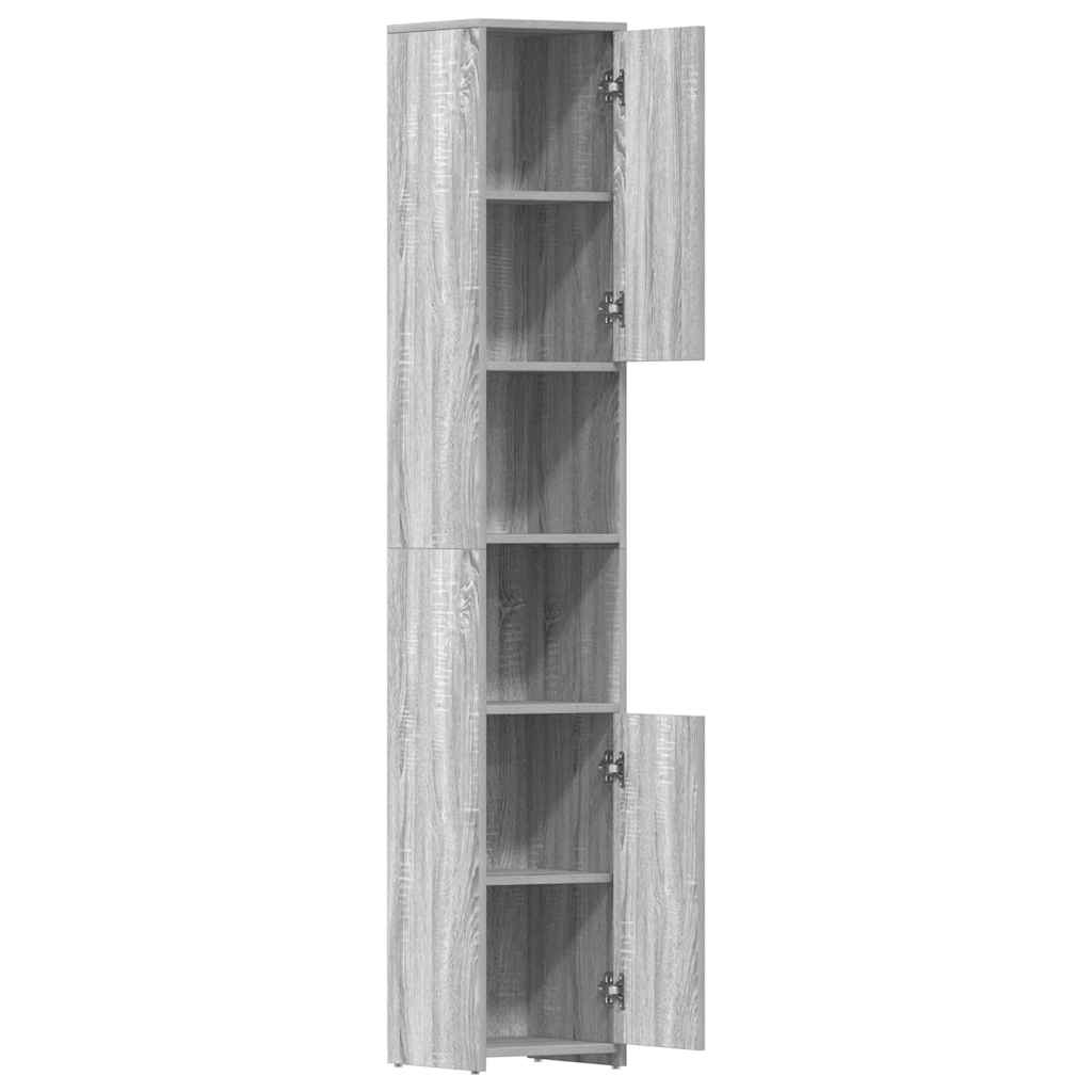 Grey Sonoma Bathroom Cabinet - Engineered Wood, 30x30x183.5 cm