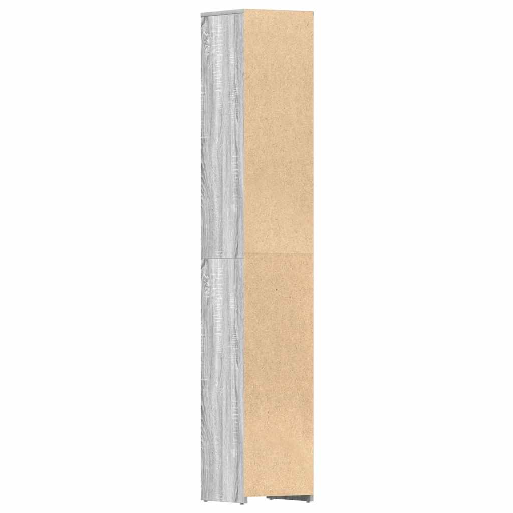 Grey Sonoma Bathroom Cabinet - Engineered Wood, 30x30x183.5 cm