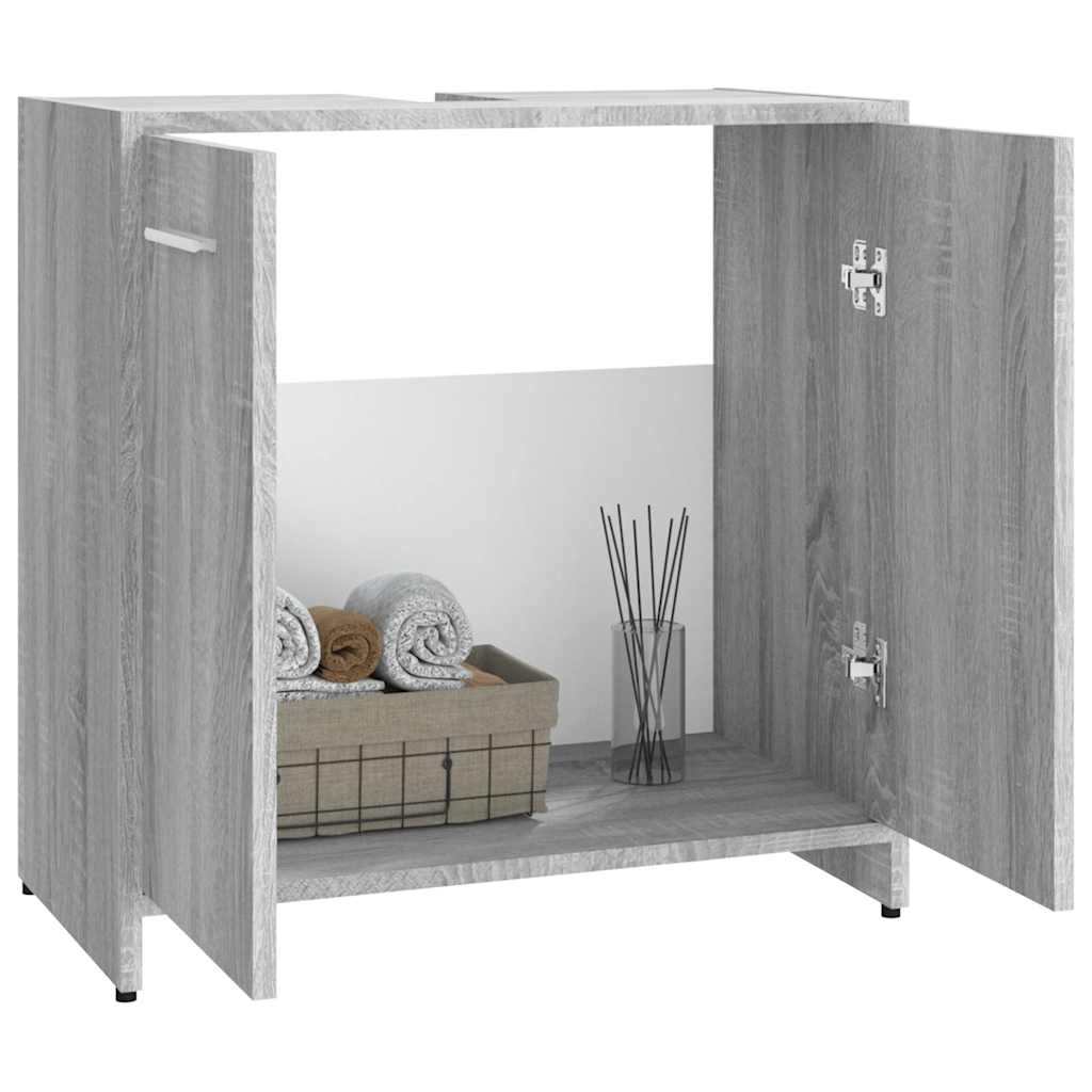 Grey Sonoma Engineered Wood Bathroom Cabinet - 60x33x60 cm