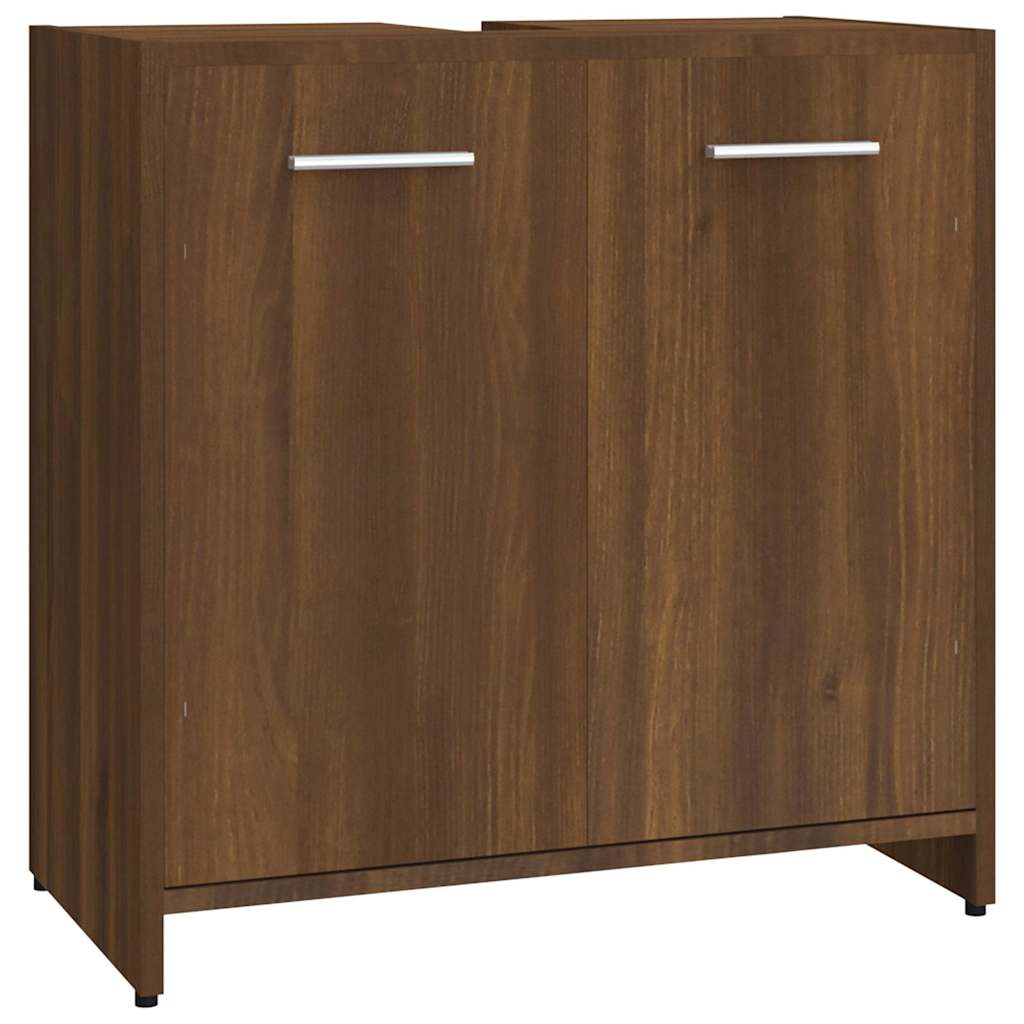 Brown Oak Bathroom Cabinet - Engineered Wood, 60x33x60 cm