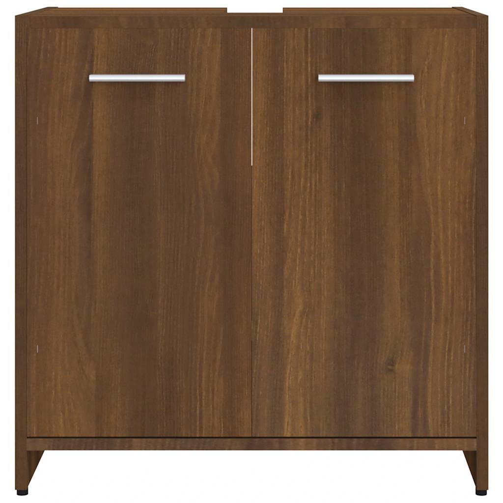 Brown Oak Bathroom Cabinet - Engineered Wood, 60x33x60 cm