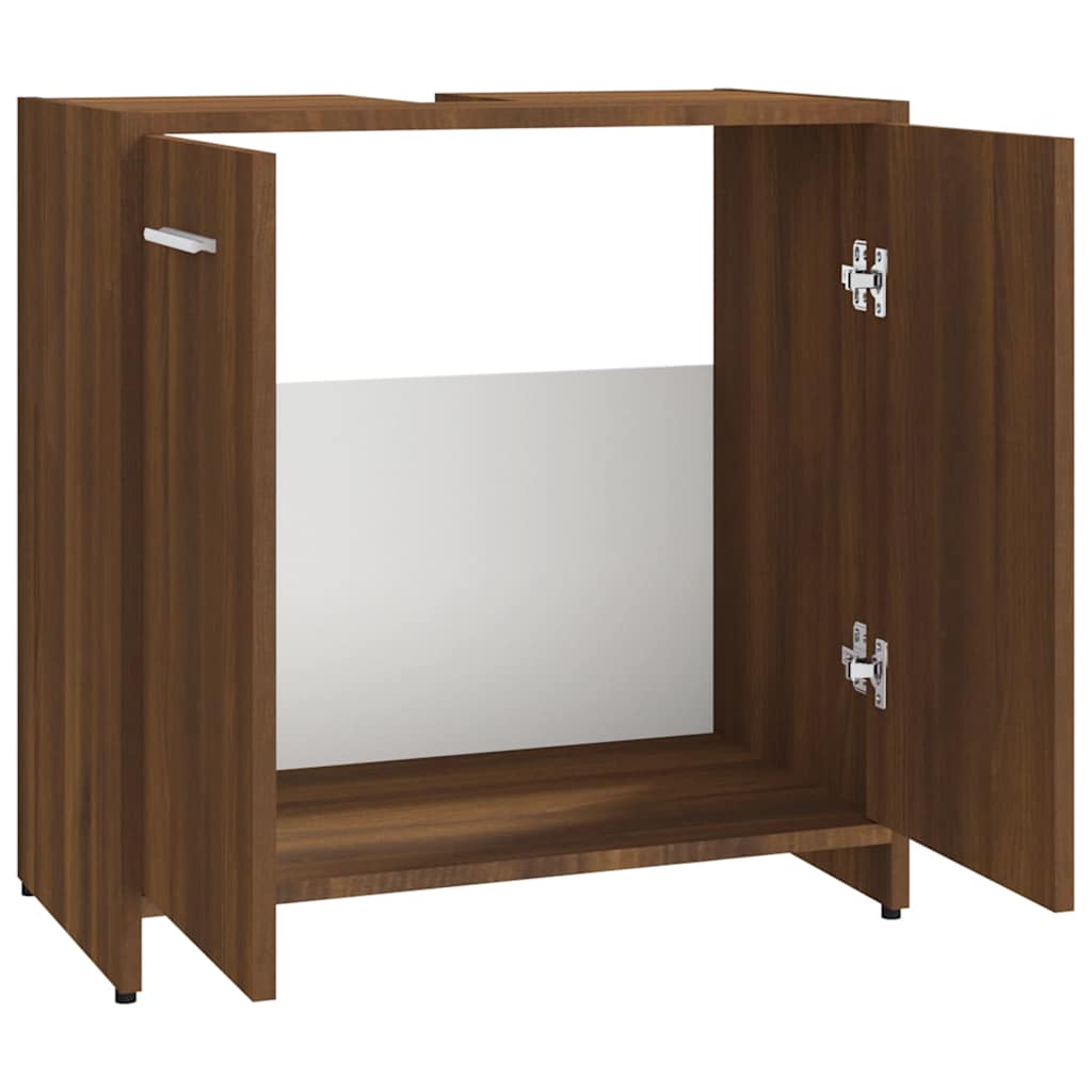 Brown Oak Bathroom Cabinet - Engineered Wood, 60x33x60 cm