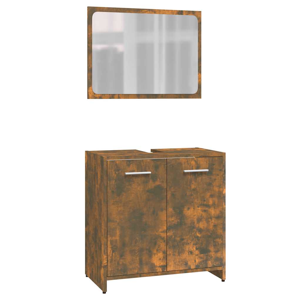 Smoked Oak Engineered Wood Bathroom Furniture Set