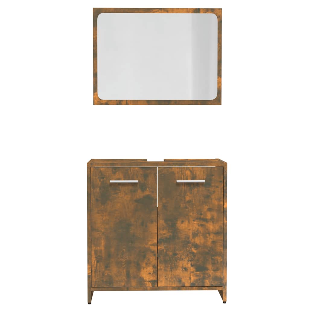 Smoked Oak Engineered Wood Bathroom Furniture Set