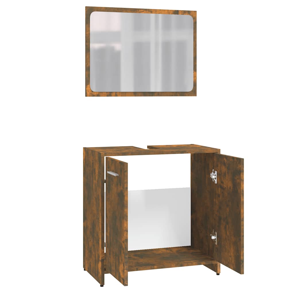 Smoked Oak Engineered Wood Bathroom Furniture Set
