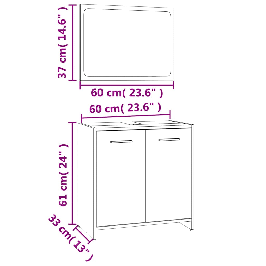 Smoked Oak Engineered Wood Bathroom Furniture Set