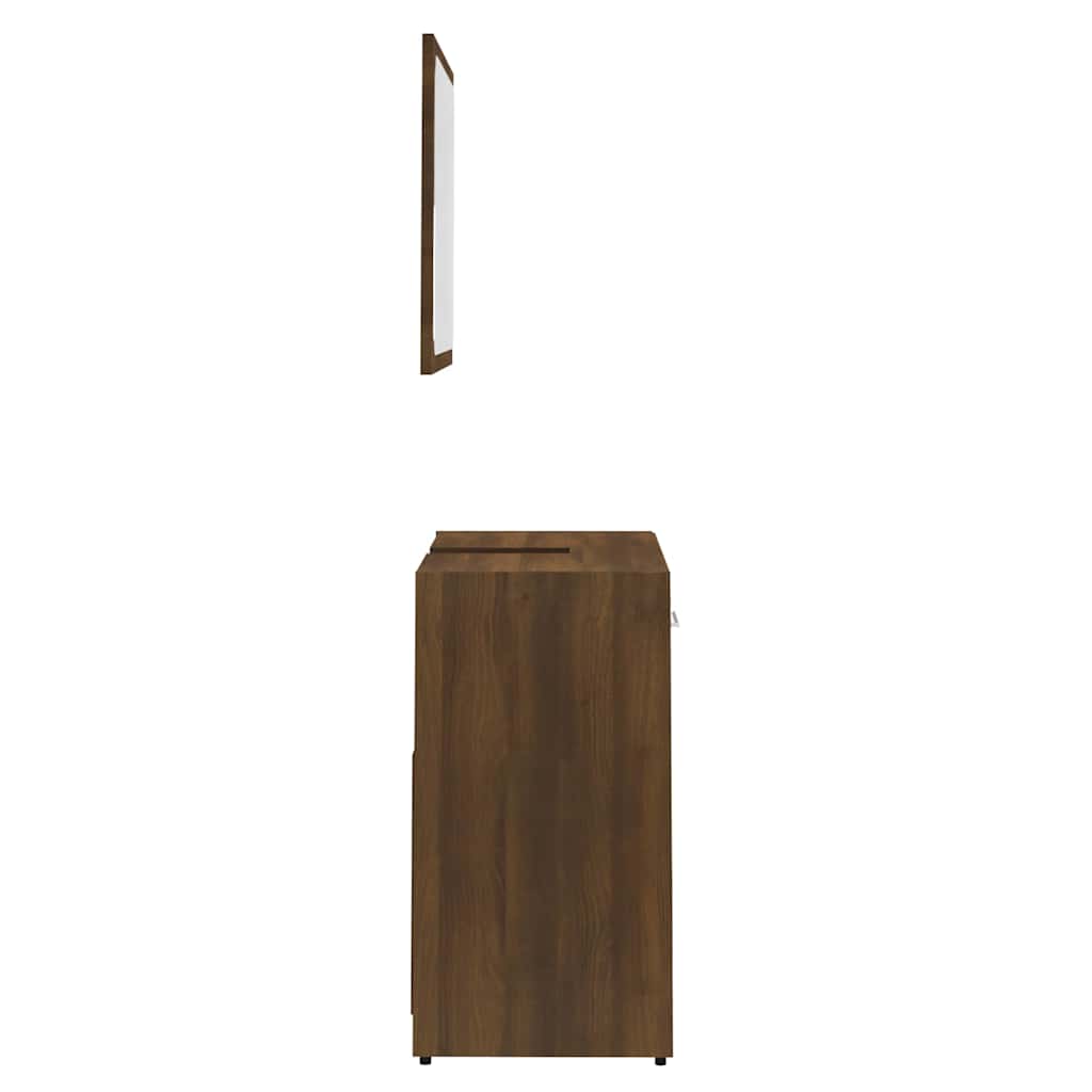 Brown Oak Engineered Wood Bathroom Furniture Set