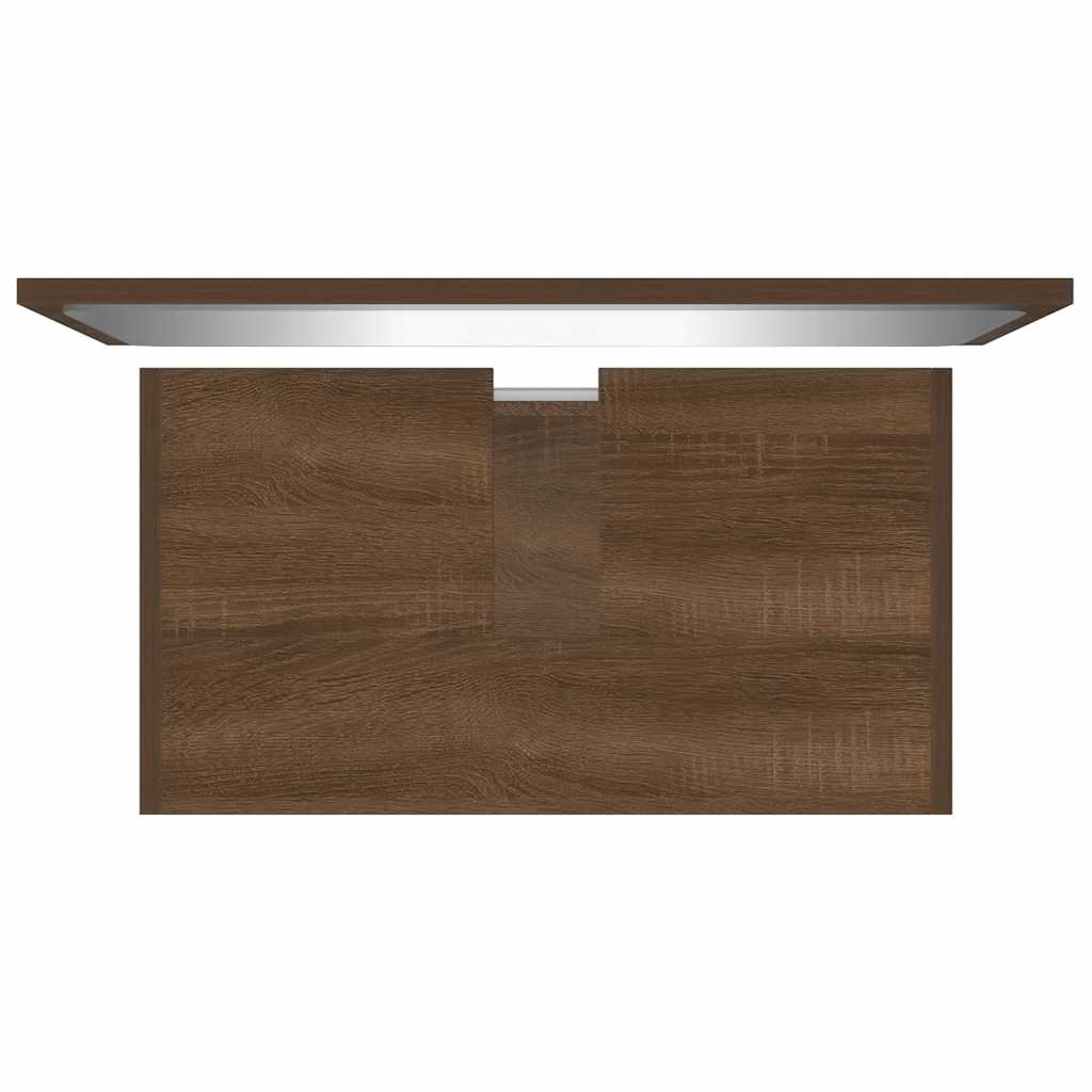 Brown Oak Engineered Wood Bathroom Furniture Set