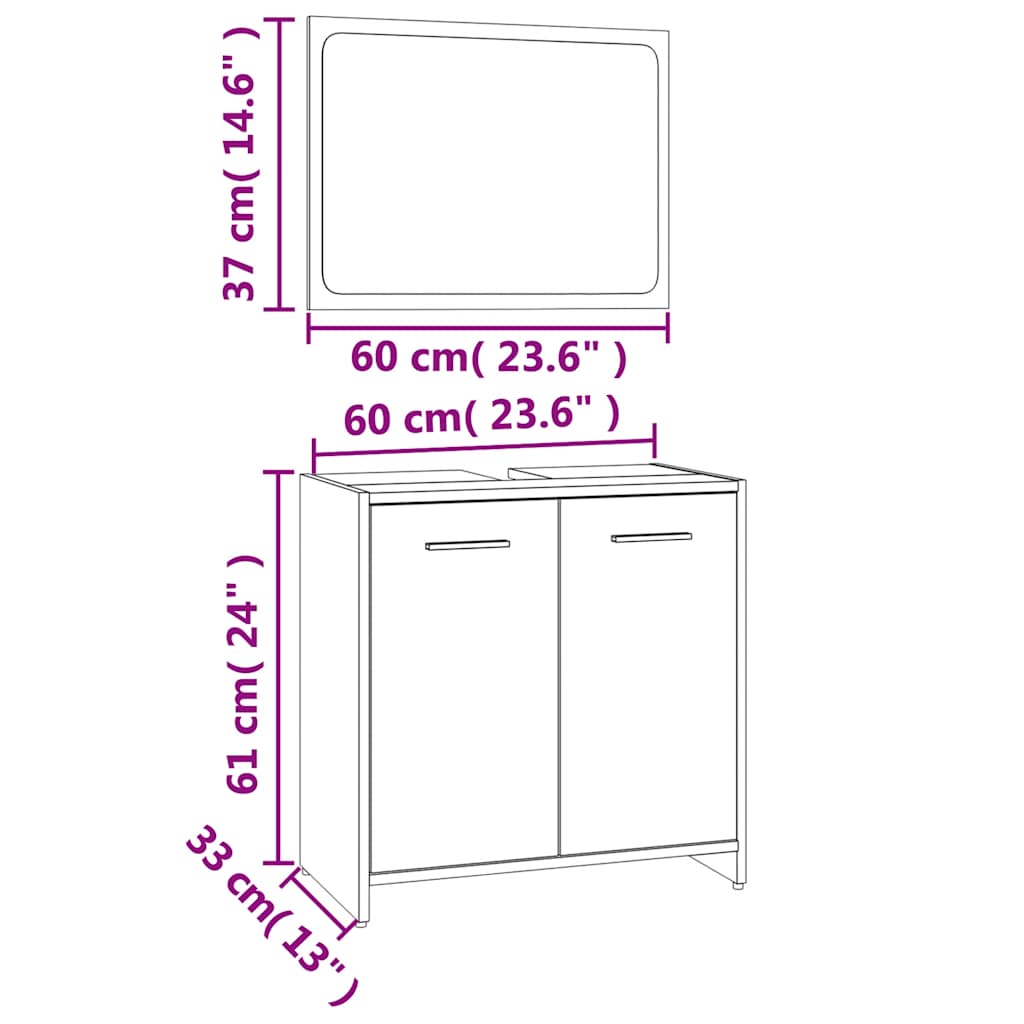 Brown Oak Engineered Wood Bathroom Furniture Set