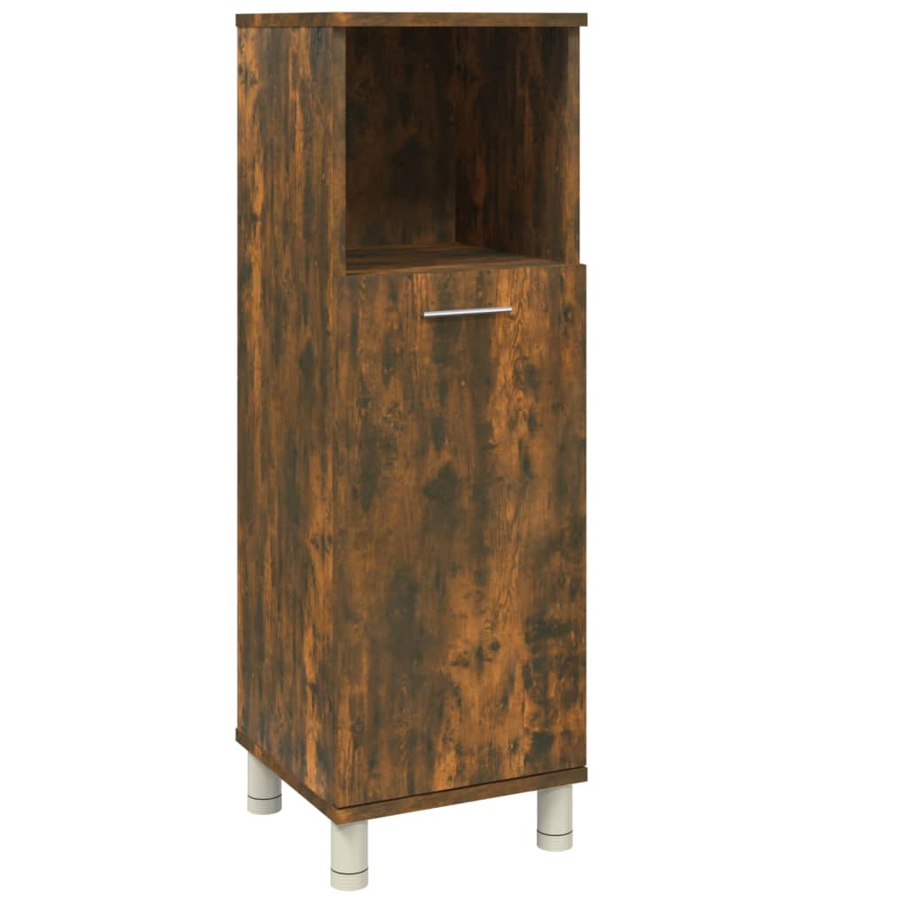 Engineered Wood Bathroom Cabinet in Smoked Oak, 30x30x95 cm