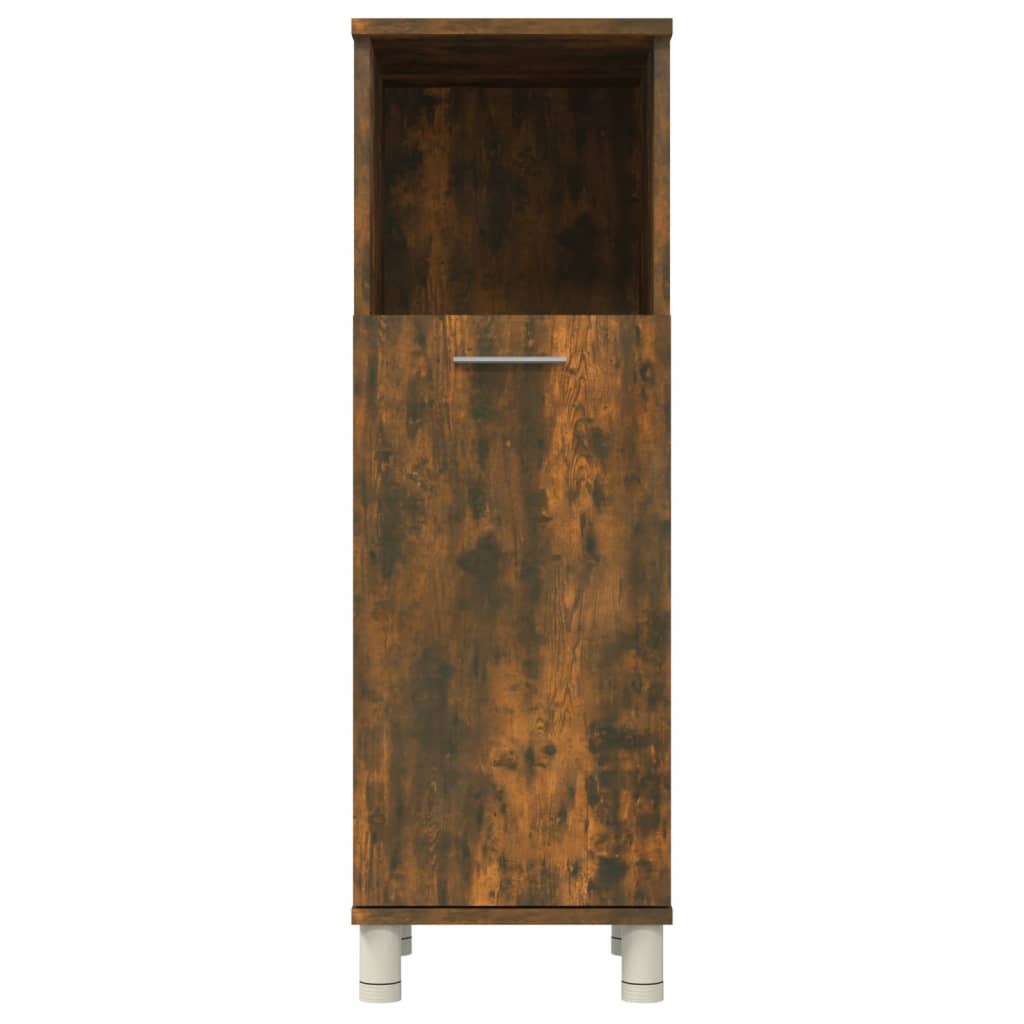 Engineered Wood Bathroom Cabinet in Smoked Oak, 30x30x95 cm