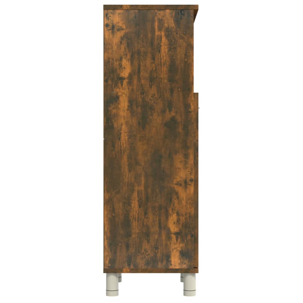 Engineered Wood Bathroom Cabinet in Smoked Oak, 30x30x95 cm