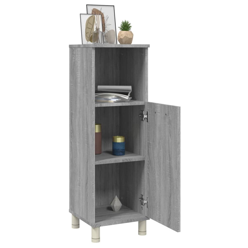 Grey Sonoma Bathroom Cabinet - 30x30x95 cm Engineered Wood