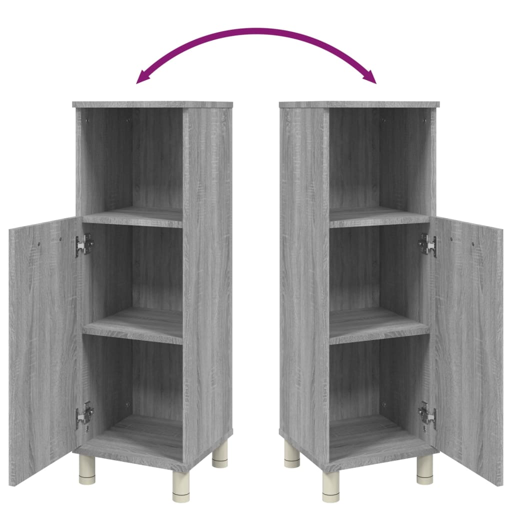 Grey Sonoma Bathroom Cabinet - 30x30x95 cm Engineered Wood