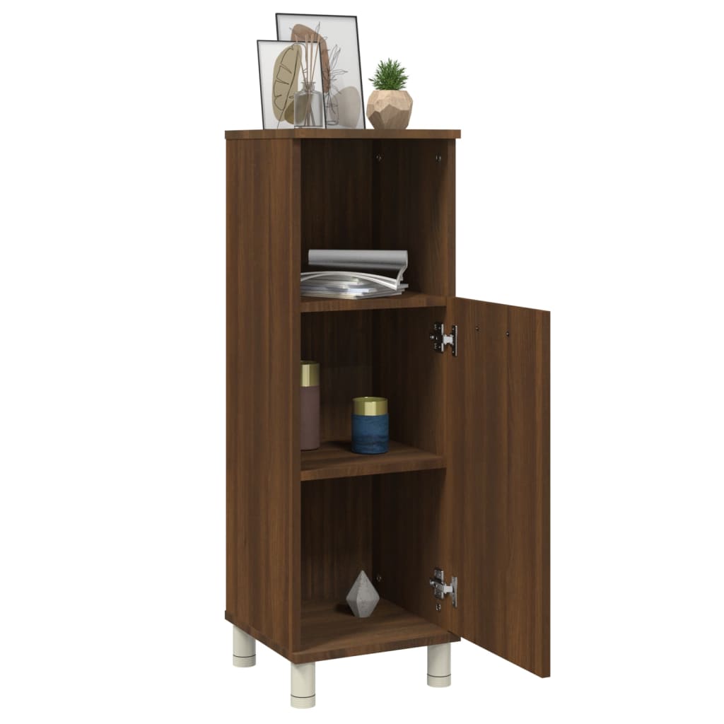 Brown Oak Bathroom Cabinet - 30x30x95cm Engineered Wood