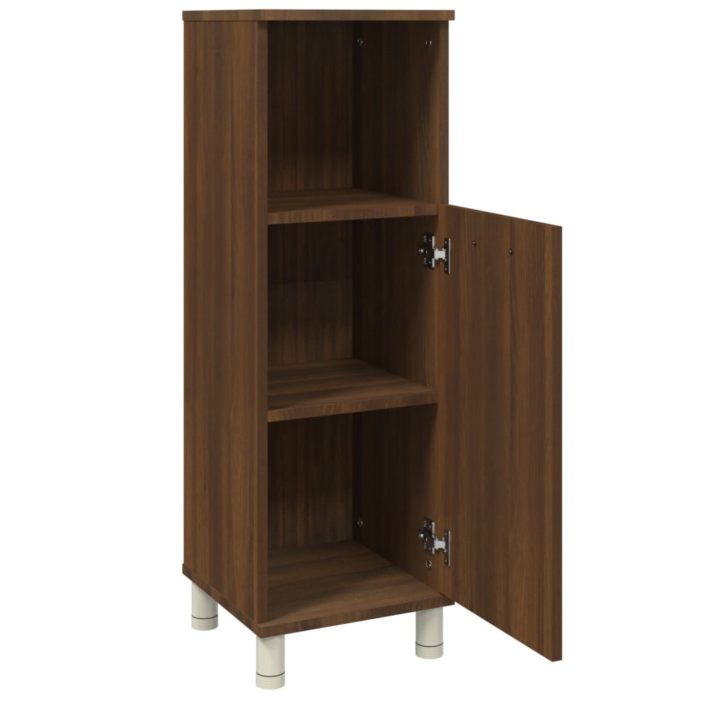 Brown Oak Bathroom Cabinet - 30x30x95cm Engineered Wood