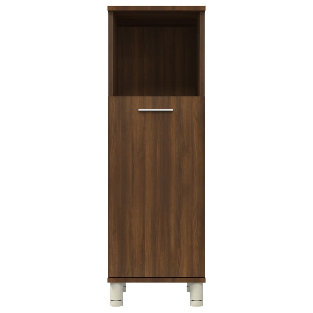 Brown Oak Bathroom Cabinet - 30x30x95cm Engineered Wood