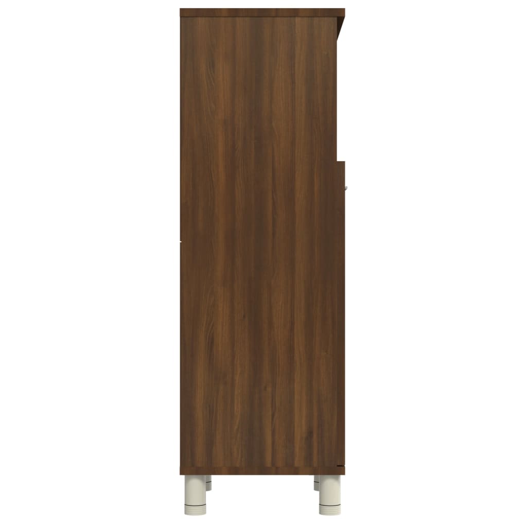 Brown Oak Bathroom Cabinet - 30x30x95cm Engineered Wood