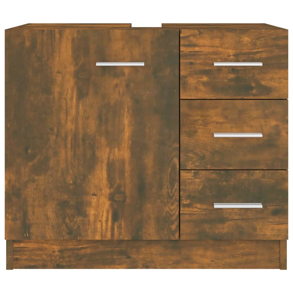 Smoked Oak Engineered Wood Sink Cabinet 63x30x54 cm