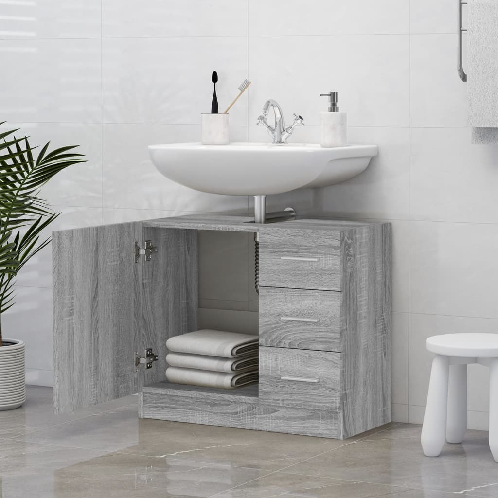 Sonoma Grey Engineered Wood Sink Cabinet 63x30x54 cm