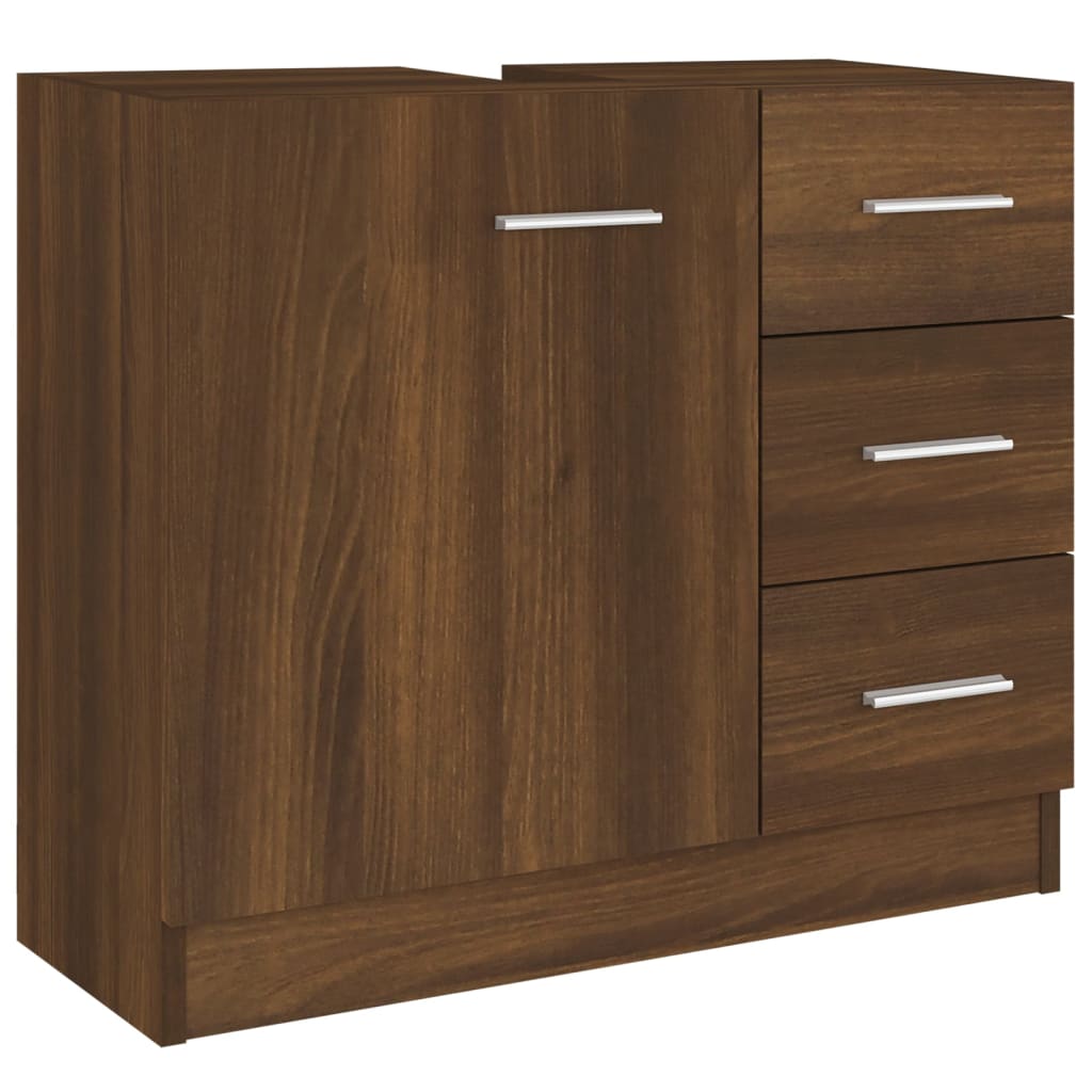 Brown Oak Engineered Wood Sink Cabinet 63x30x54 cm