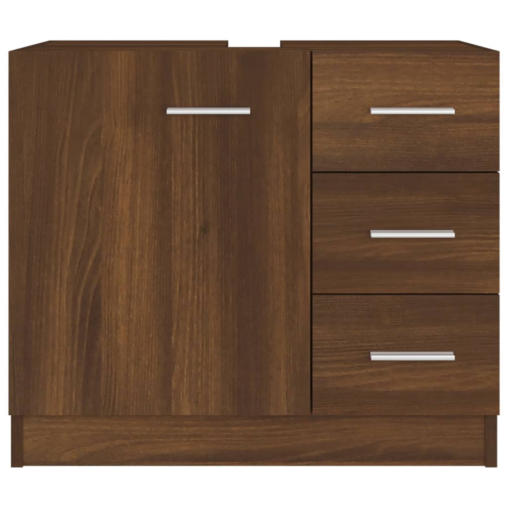 Brown Oak Engineered Wood Sink Cabinet 63x30x54 cm