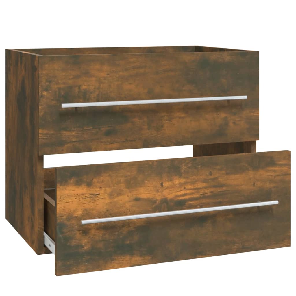 Smoked Oak Engineered Wood Sink Cabinet 60x38.5x48 cm