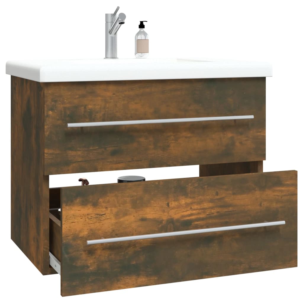 Smoked Oak Engineered Wood Sink Cabinet 60x38.5x48 cm
