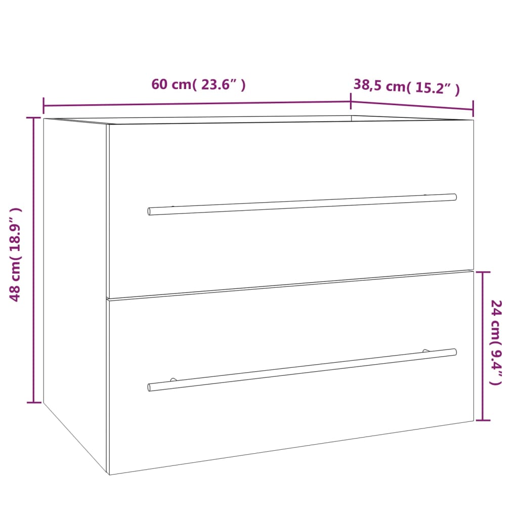 Smoked Oak Engineered Wood Sink Cabinet 60x38.5x48 cm