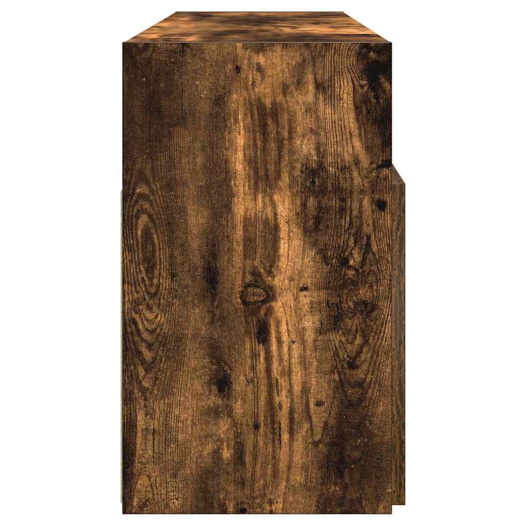 TV Cabinet with LED Lights Smoked Oak 120x30x50 cm