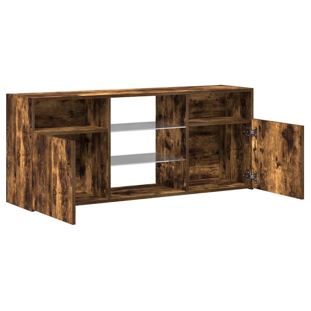 TV Cabinet with LED Lights Smoked Oak 120x30x50 cm