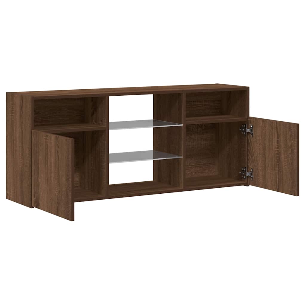 TV Cabinet with LED Lights Brown Oak 120x30x50 cm