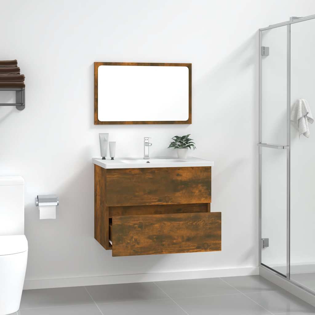 2-Piece Smoked Oak Bathroom Set - Engineered Wood