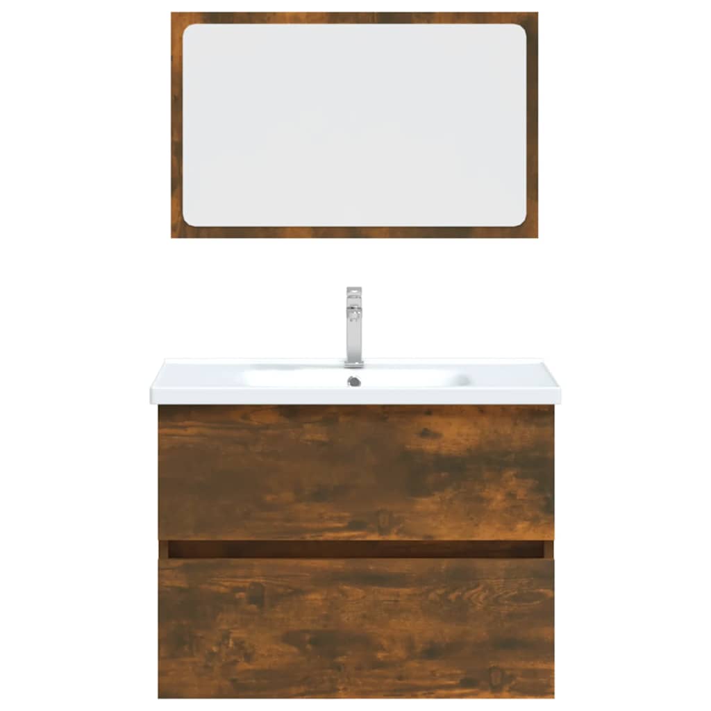 2-Piece Smoked Oak Bathroom Set - Engineered Wood