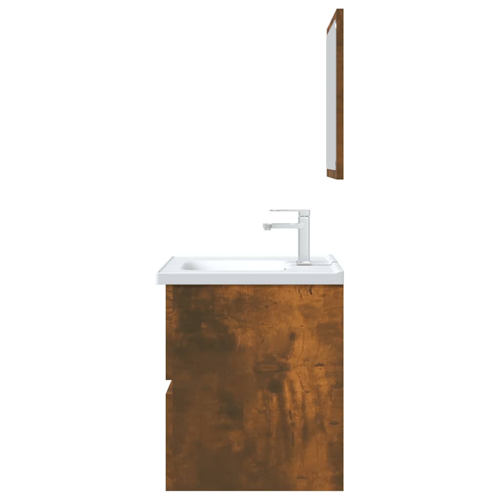 2-Piece Smoked Oak Bathroom Set - Engineered Wood