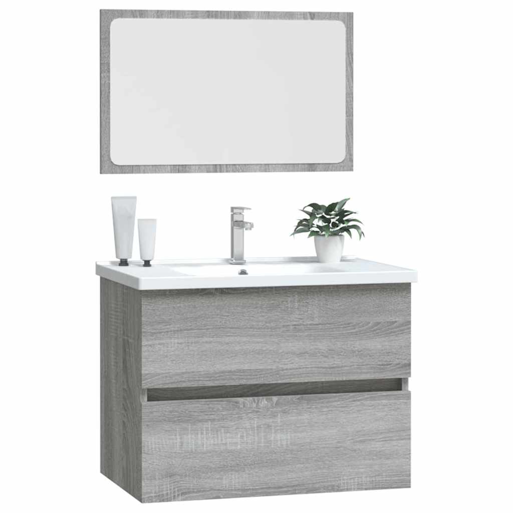 2-Piece Grey Sonoma Bathroom Set - Engineered Wood