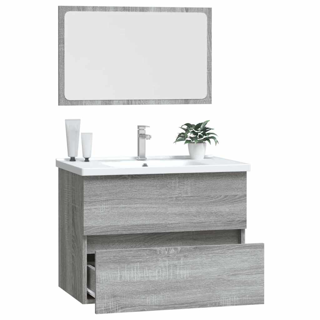 2-Piece Grey Sonoma Bathroom Set - Engineered Wood