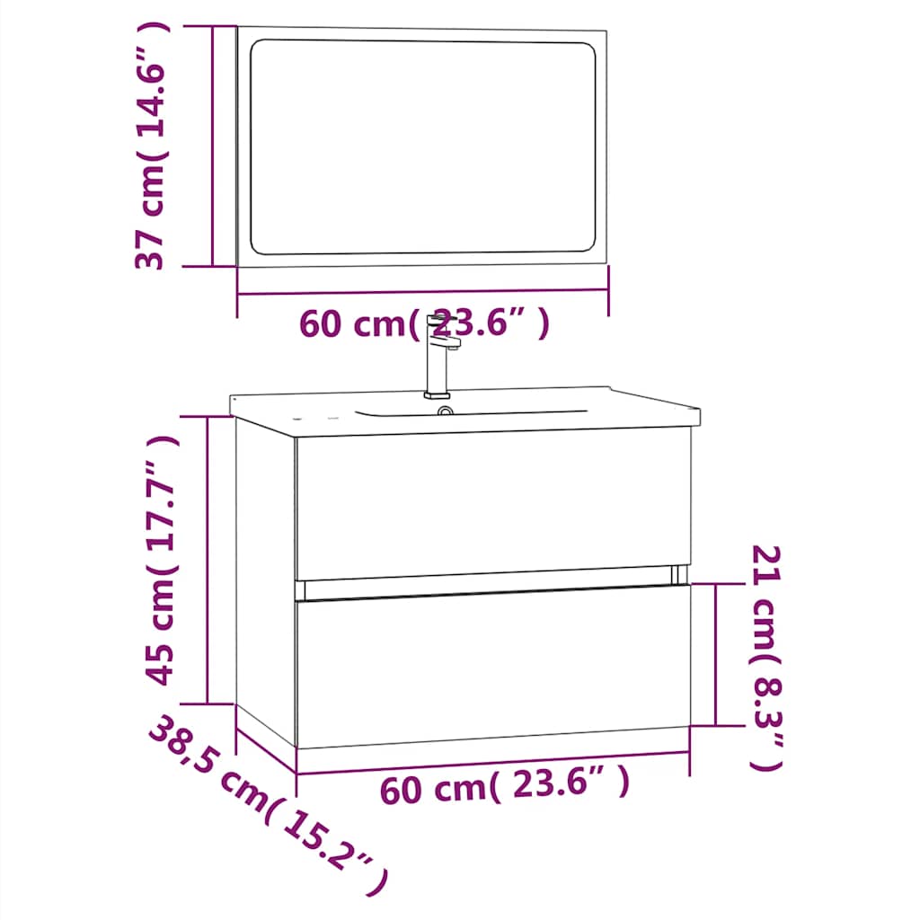 2-Piece Grey Sonoma Bathroom Set - Engineered Wood