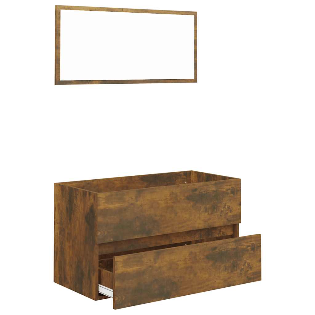 2-Piece Smoked Oak Bathroom Set - Engineered Wood
