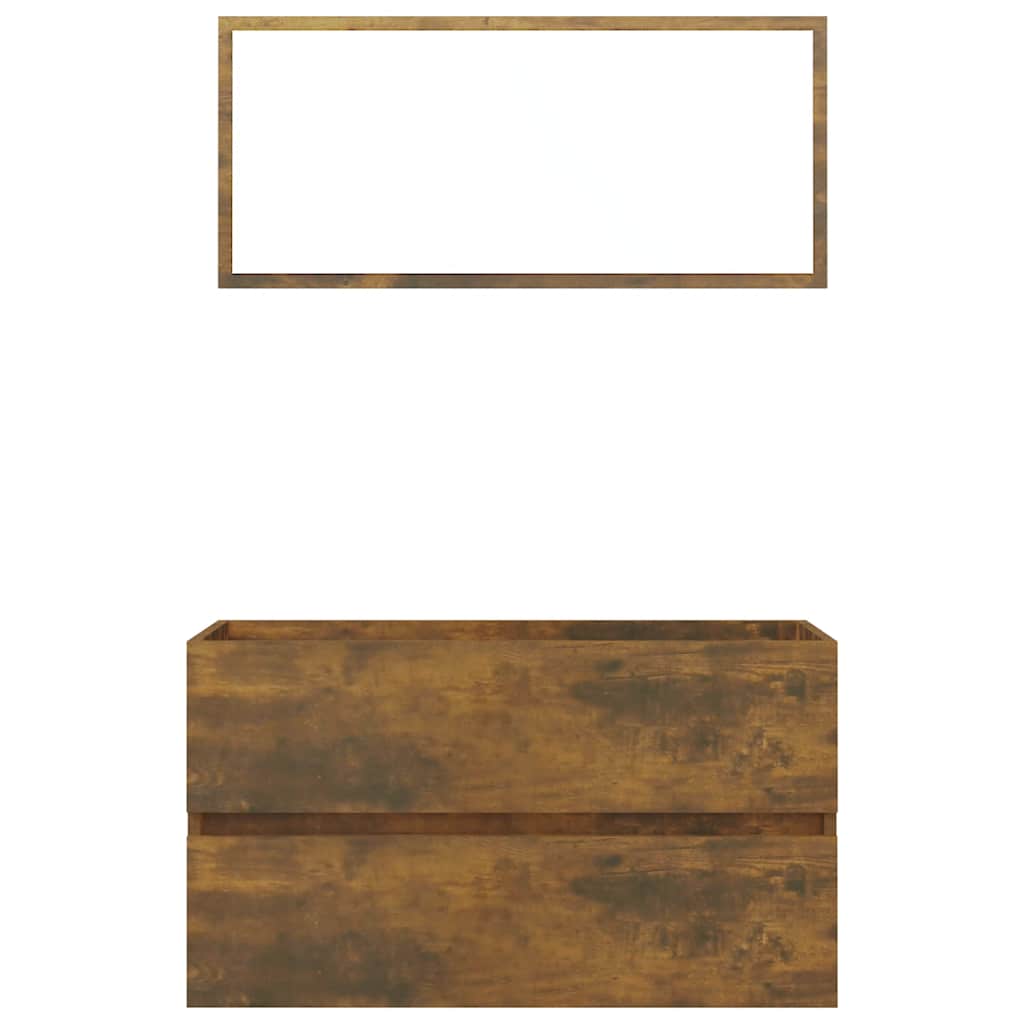2-Piece Smoked Oak Bathroom Set - Engineered Wood