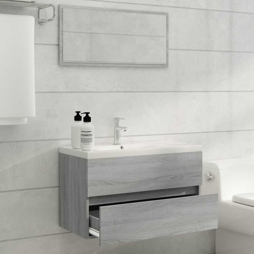 2-Piece Sonoma Grey Bathroom Set - Engineered Wood