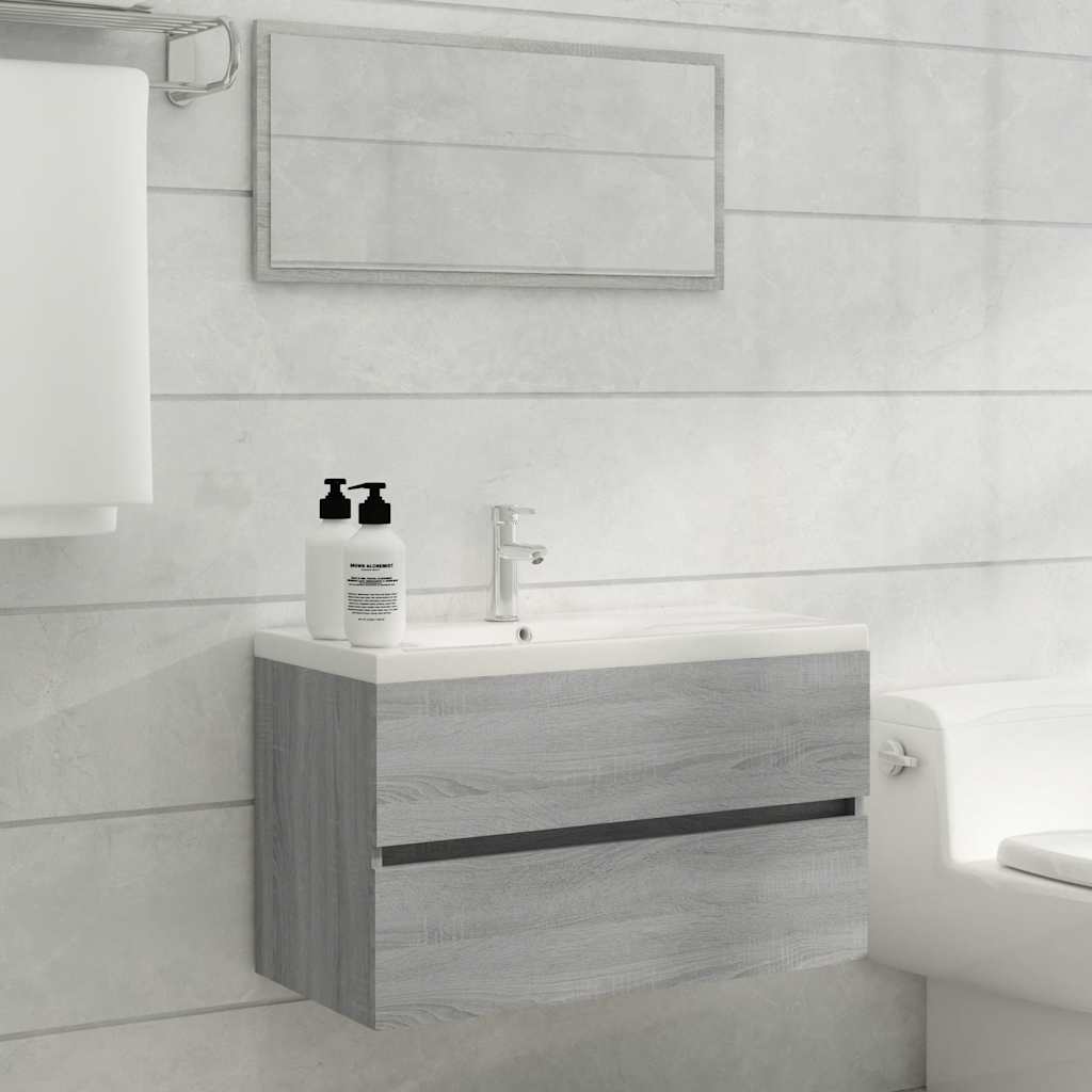 2-Piece Sonoma Grey Bathroom Set - Engineered Wood