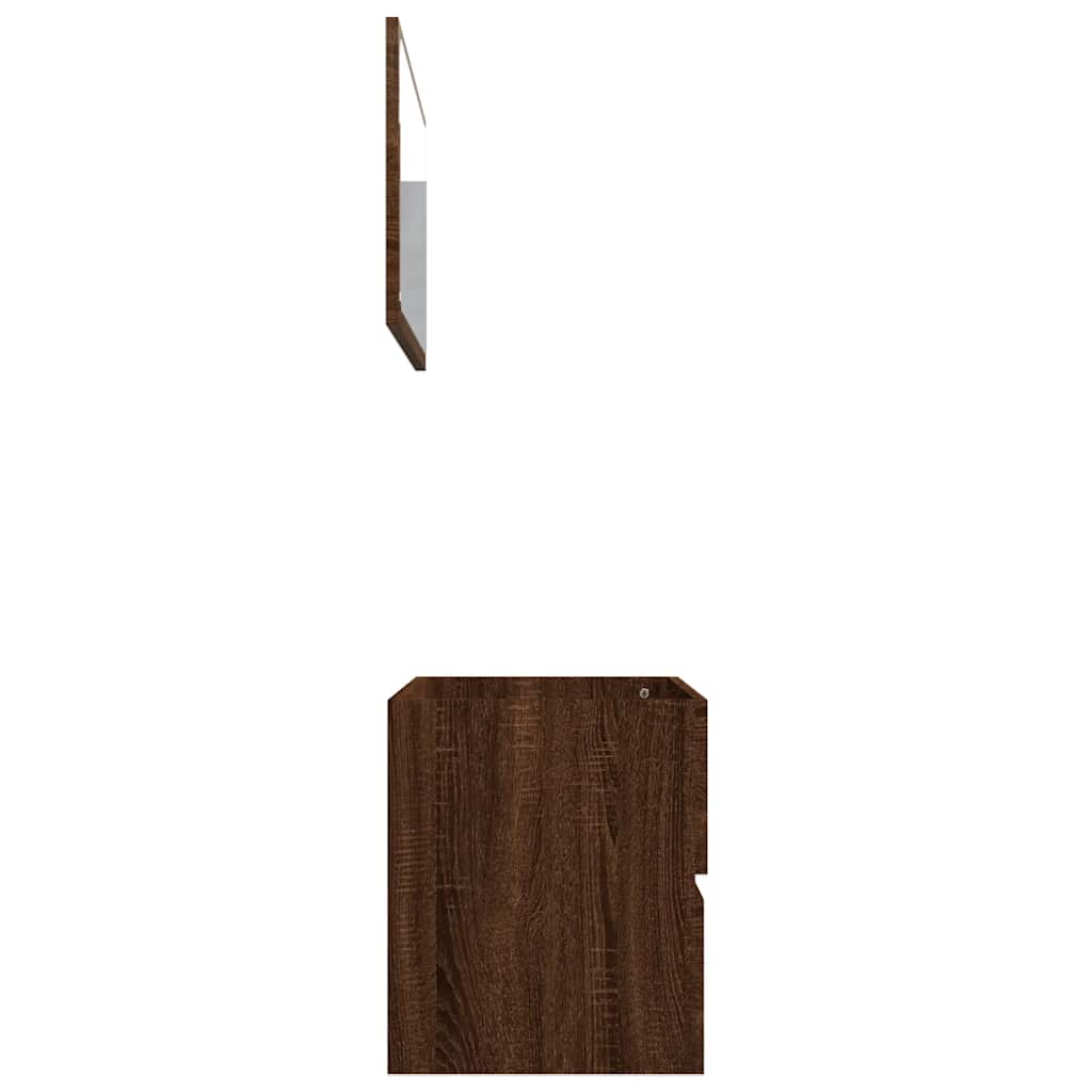 2-Piece Brown Oak Engineered Wood Bathroom Set