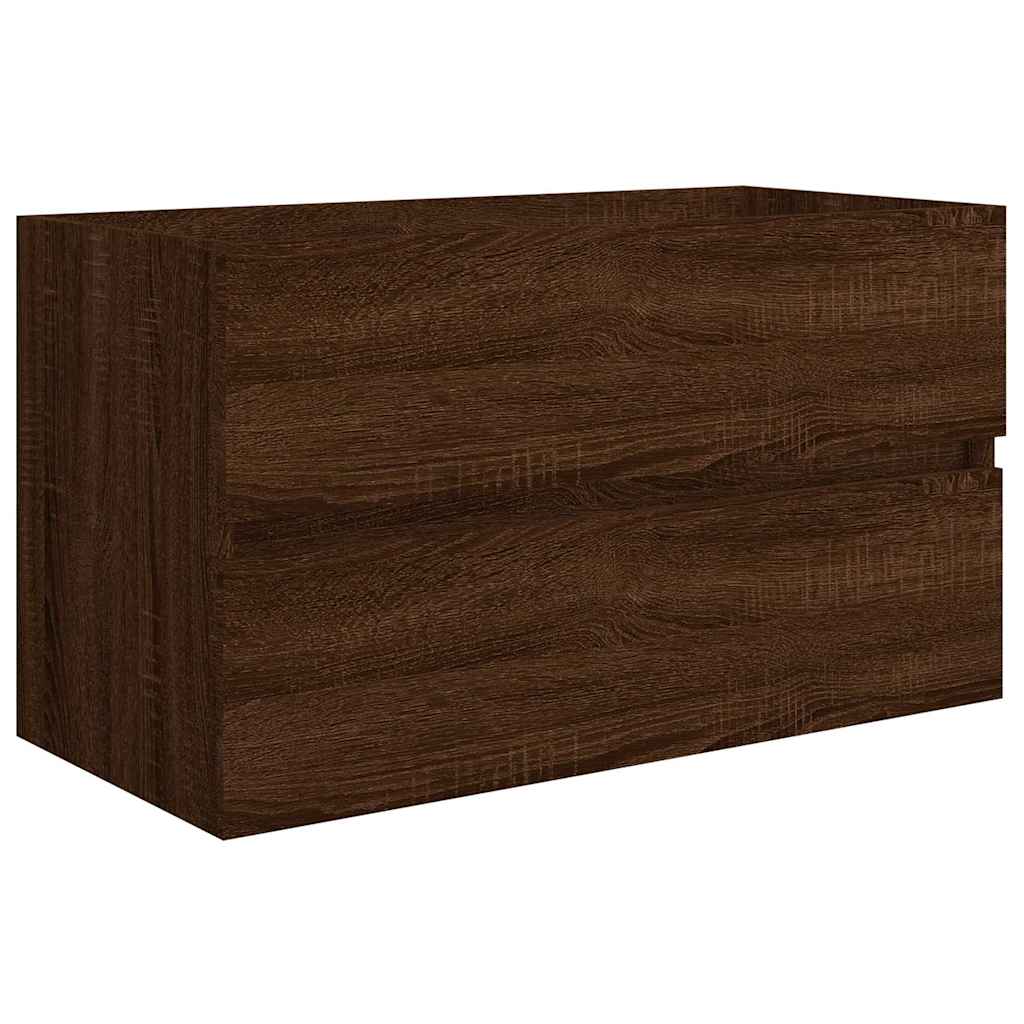 2-Piece Brown Oak Engineered Wood Bathroom Set