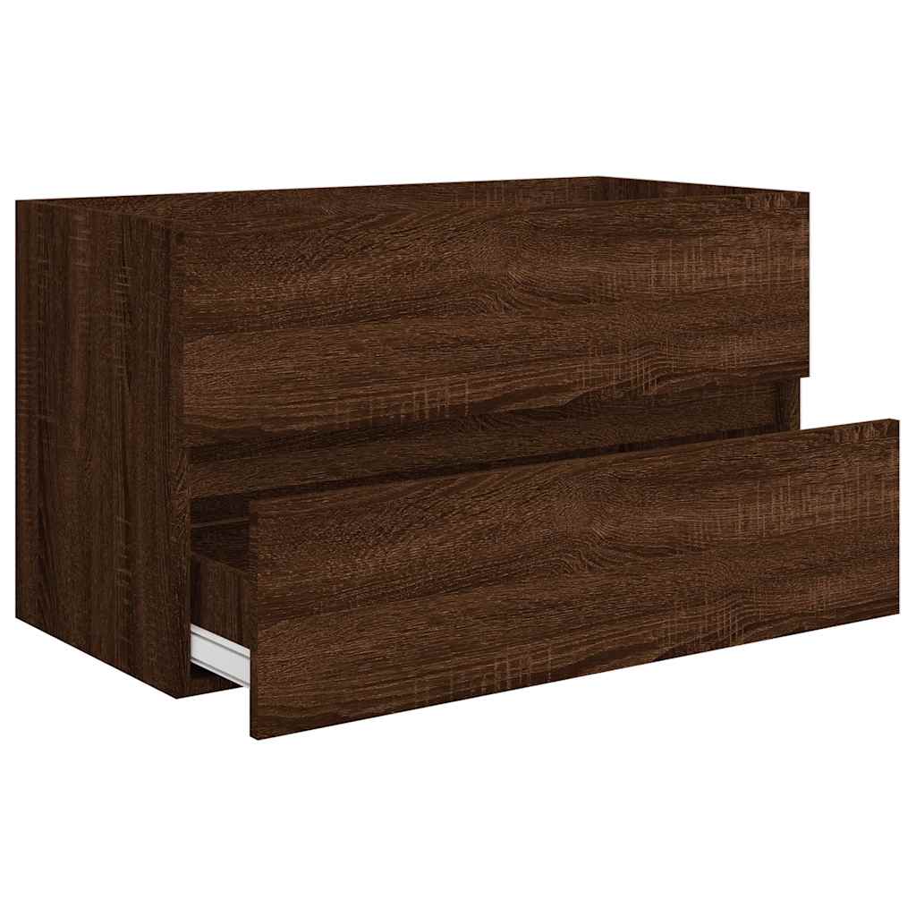 2-Piece Brown Oak Engineered Wood Bathroom Set